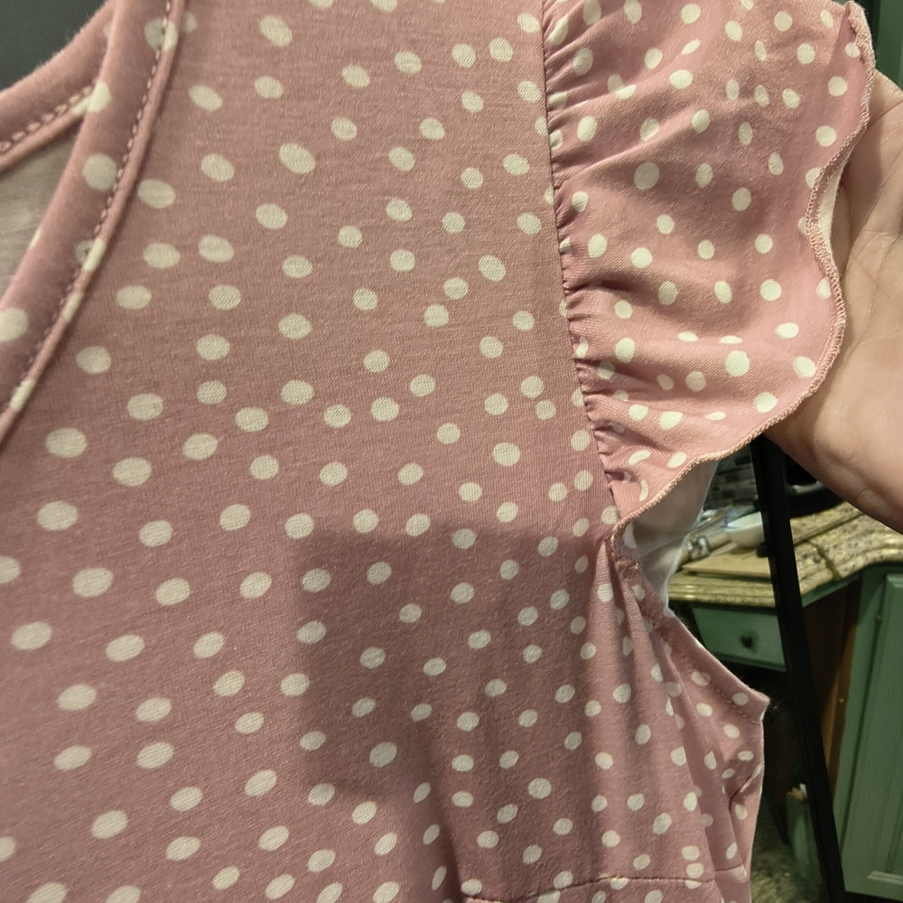 Charming Pink Polka Dot Midi Dress - Picture 4 of 5
